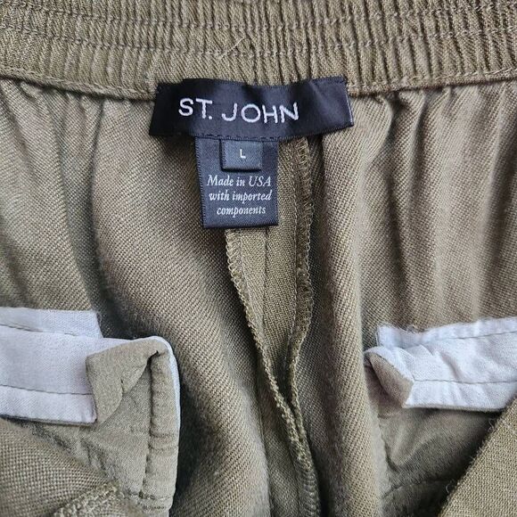 St John Pants Womens Large Linen Blend Ankle Pull On Careerwear Business Profess - Picture 4 of 6
